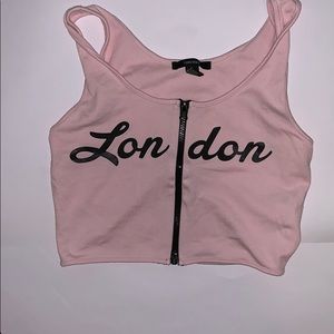 FOREVER21 FRONT ZIP CROP TOP